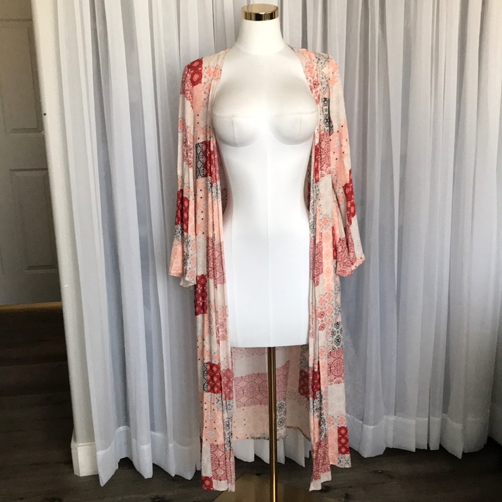Boho Patchwork Kimono Long Duster Robe - Picture 3 of 7